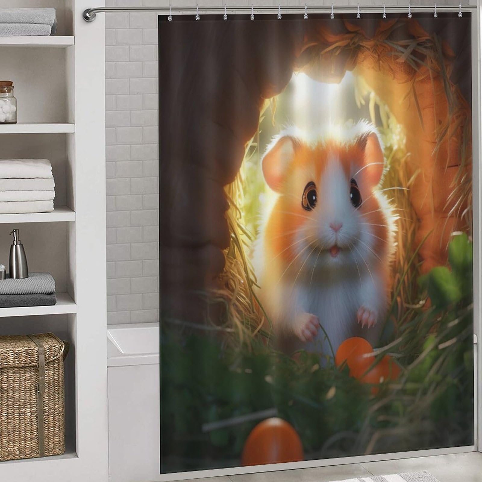 Rideau de douche hamster imperméable et séchage rapide en tissu
