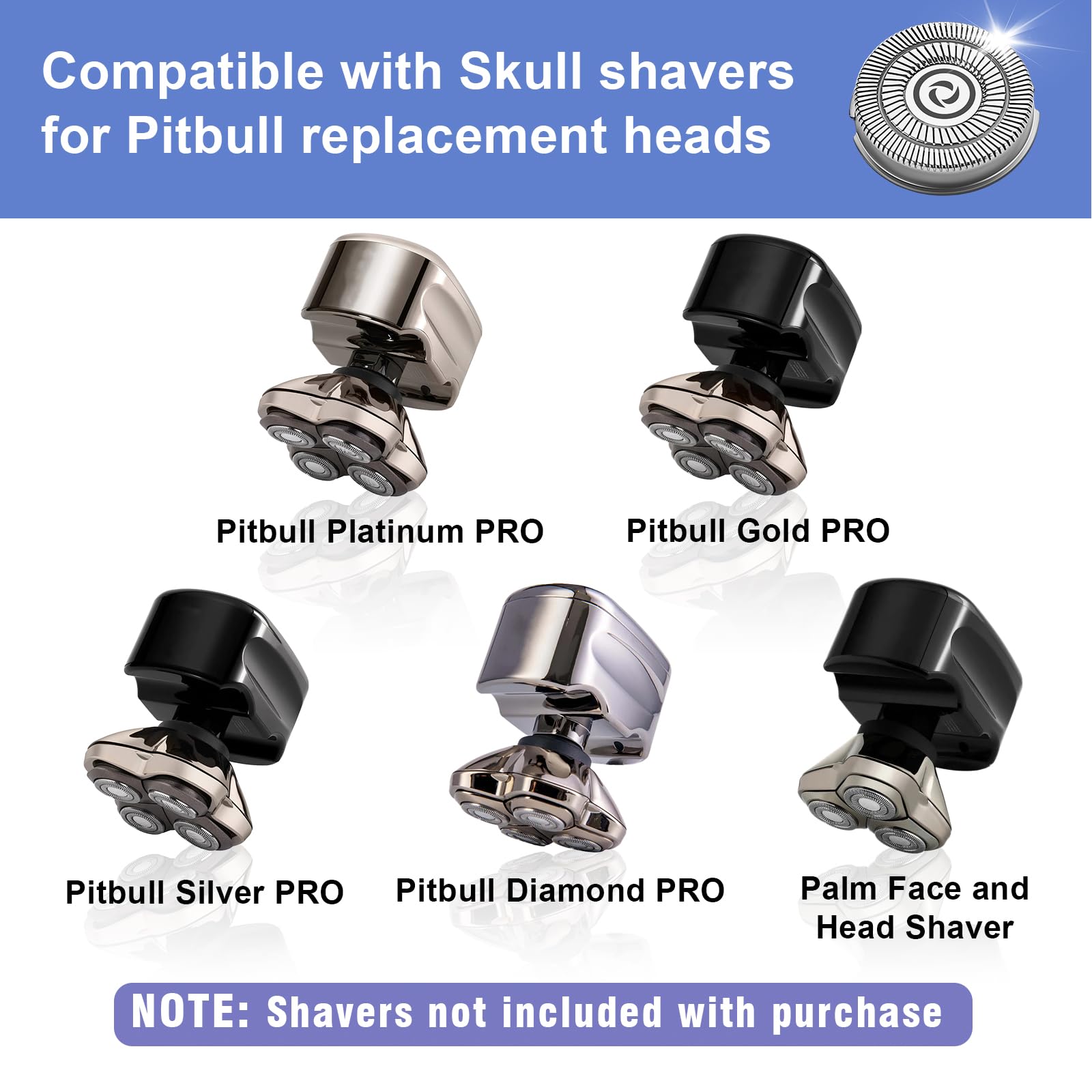 Pitbull Gold PRO/Pitbull Platinum Pro - Lame di ricambio compatibili con testine per rasoio a cranio, confezione da 16