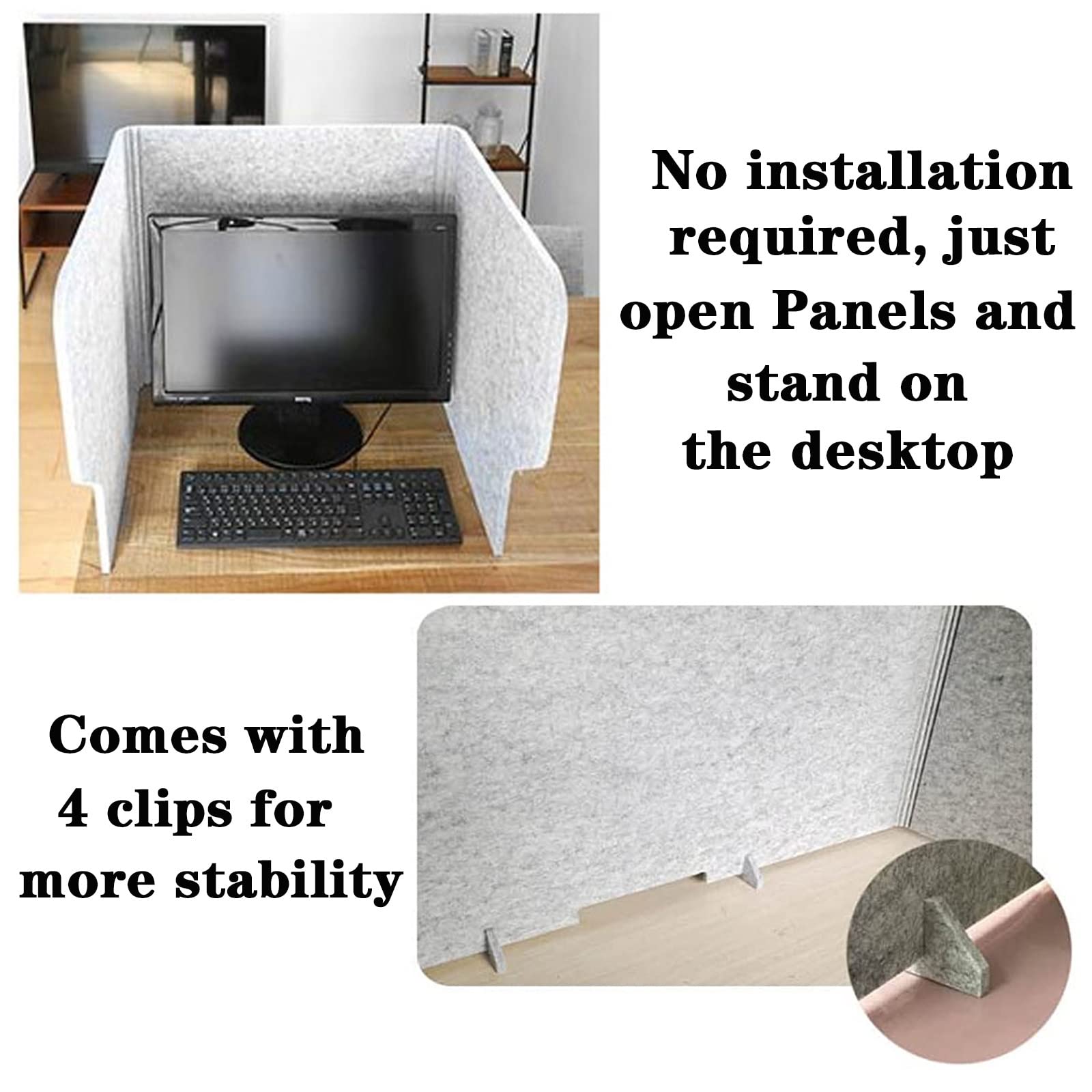 Panneau de confidentialité de bureau, séparateur de bureau acoustique portable - écran de confidentialité double face, réduction du bruit et contrôle des distractions visuelles, cloison de b