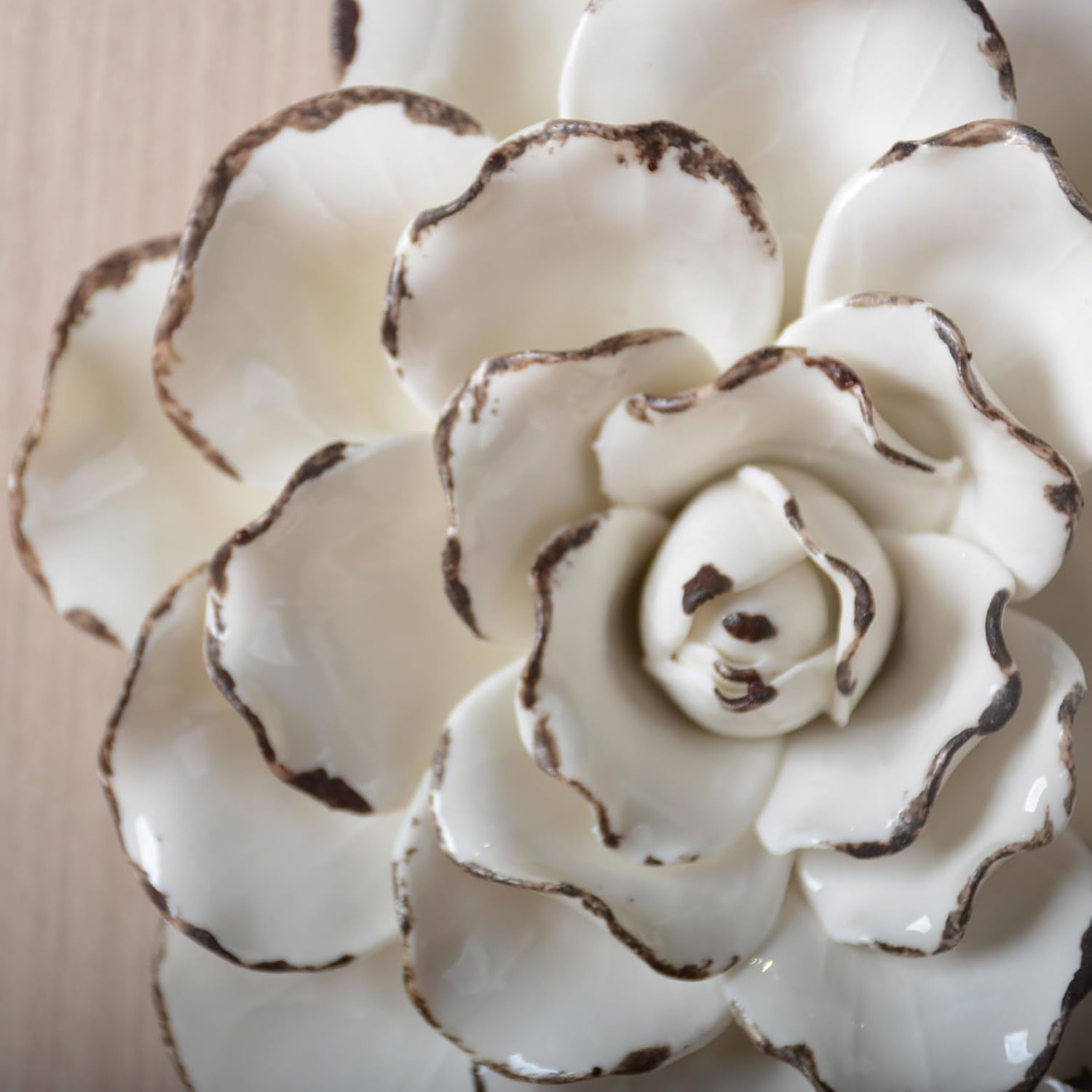 SEINHIJO Ceramic Flower Wall Decor 3D Wall Art Sculpture Modern Art Gift for Bedroom Living Room Home Office 5.9 Inch