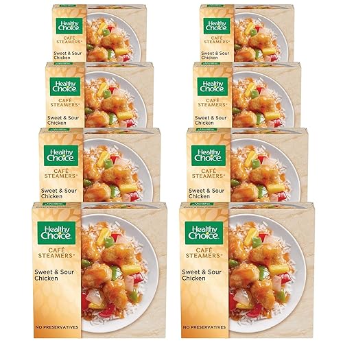 Healthy Choice - Vapores de café de pollo dulce y agrio comida congelada lista en minutos paquete de 8 10 onzas cada uno listo para poner gourmet