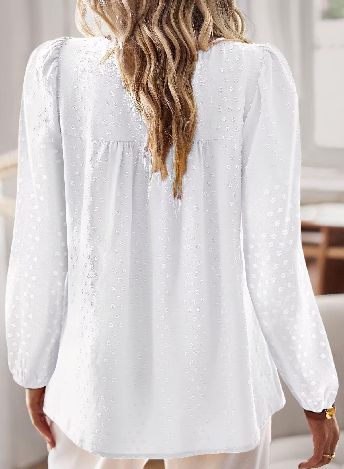 Top Femme Boho Col Rond Chemise Manches Longues Dentelle | Blouse Haut Chic et Élégant Chemise Automne, Tunique à Point Suisse, T-Shirts Mousseline Hauts Décontracté Loose