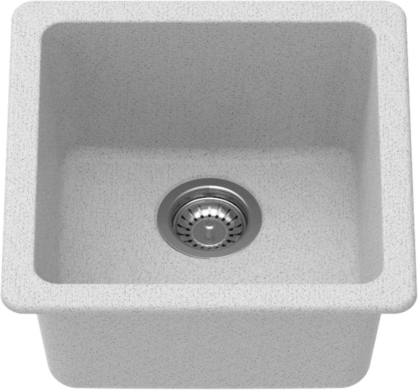 - Quartz Neo Salsa Single Bowl Kitchen Sink, Real Stone Finish, 304 Stainless Steel Coupling, Kitchen Sink with Sloping Drain, Noise Reduction Design, 17x17x8 inches, Arena