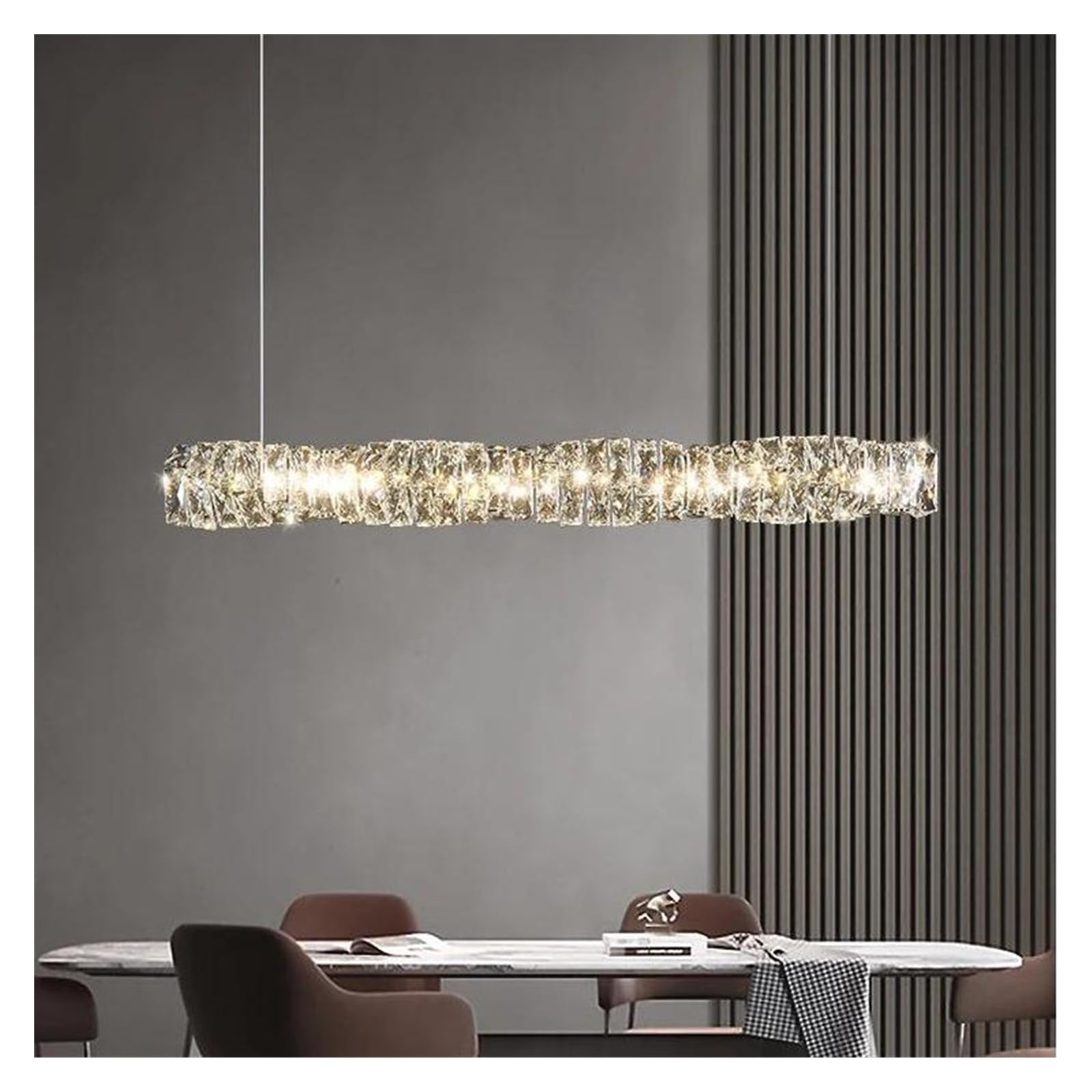 HYJAUSXB Modern LED Crystal Ceiling Chandelier Restaurant Pendent Lamp Nordic Luxury Island Table Indoor Lighting Fixture(Dimmable,L120cm)