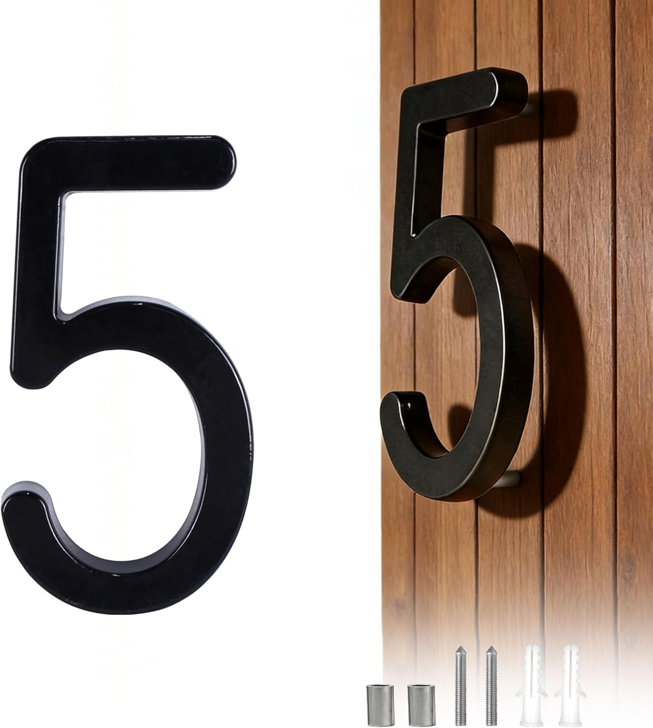 ColourTree 3D Floating House Numbers - 4.3" Aluminum Modern Address Sign for Home Exterior - Weatherproof & Rust-Free Decorative Digits (5 Finishes Available)