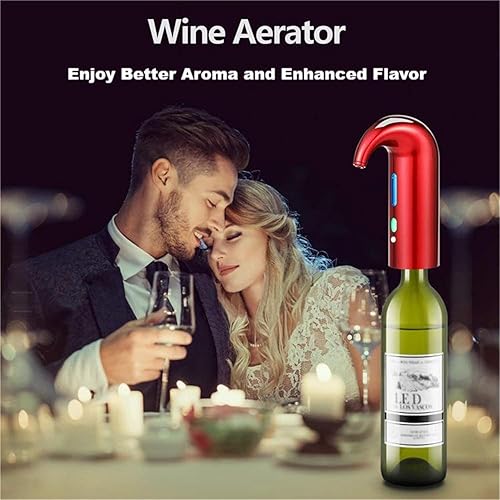 Miniatura 14 de Aireador de vino eléctrico, dispensador de bomba de decantador de vino, juego de regalos de dispensador de vino automático, boquilla vertedora