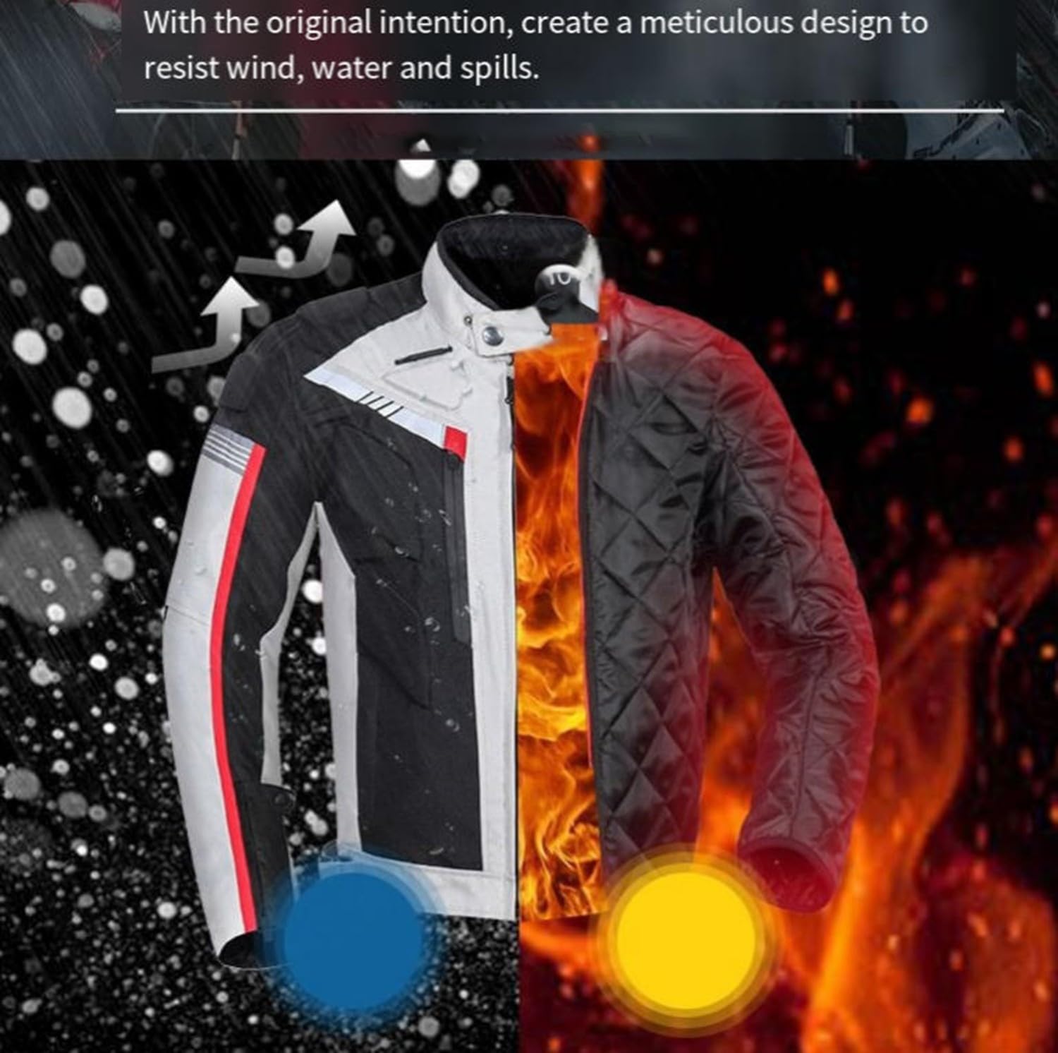 BLUEZY Wasserdichter Motorradanzug Für Herren, Motorradkombi, Motorradjacke Und -Hose Mit CE-Protektoren Motorrad Abnehmbare Rüstung Schutzkleidung Herren, Motorrad Spotlich B,XL