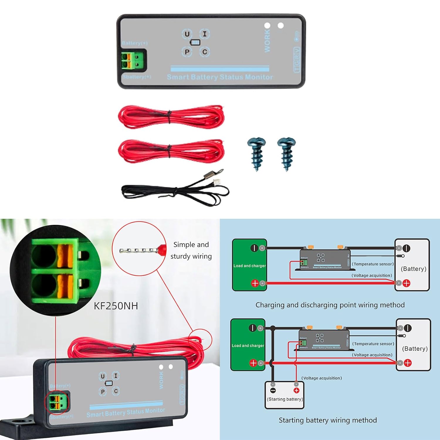 150A/300A/500A Voltage Power Current Energy Tester Ammeter DC8-100V Multimeter with Shunt Battery Monitor Coulometer Power Meter