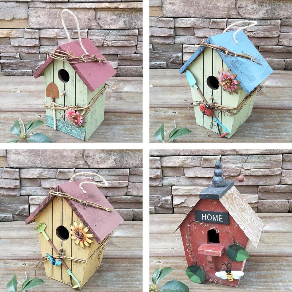 4 Stück Landhäuser Holz Vogelhaus Hängende Vogelhaus Condo Garten Dekor