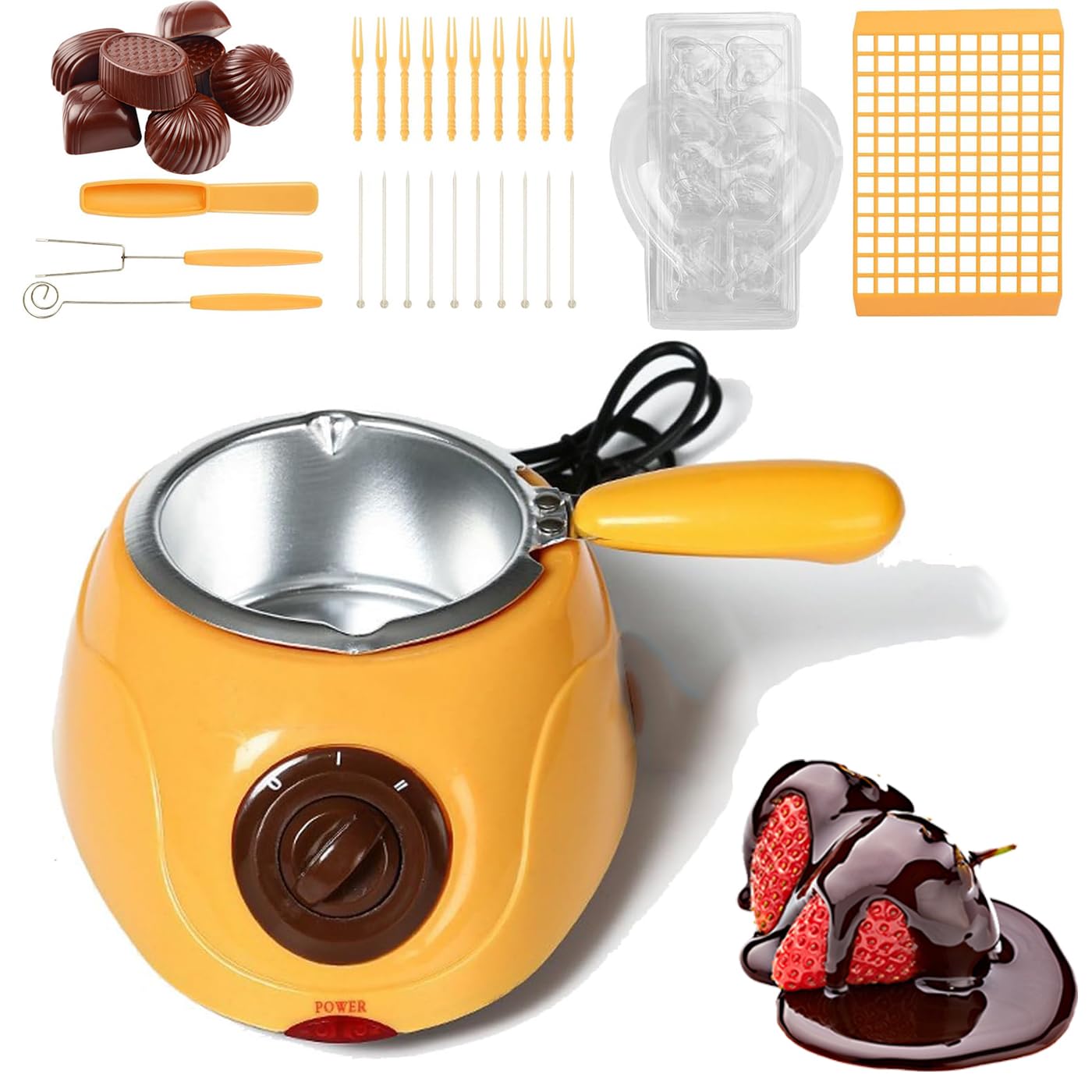 Machine à chocolat chaud - 250/500 g - Avec contrôle indépendant de la température - Double pot pour beurre, fromage, crème, bonbons - Outils de bricolage inclus