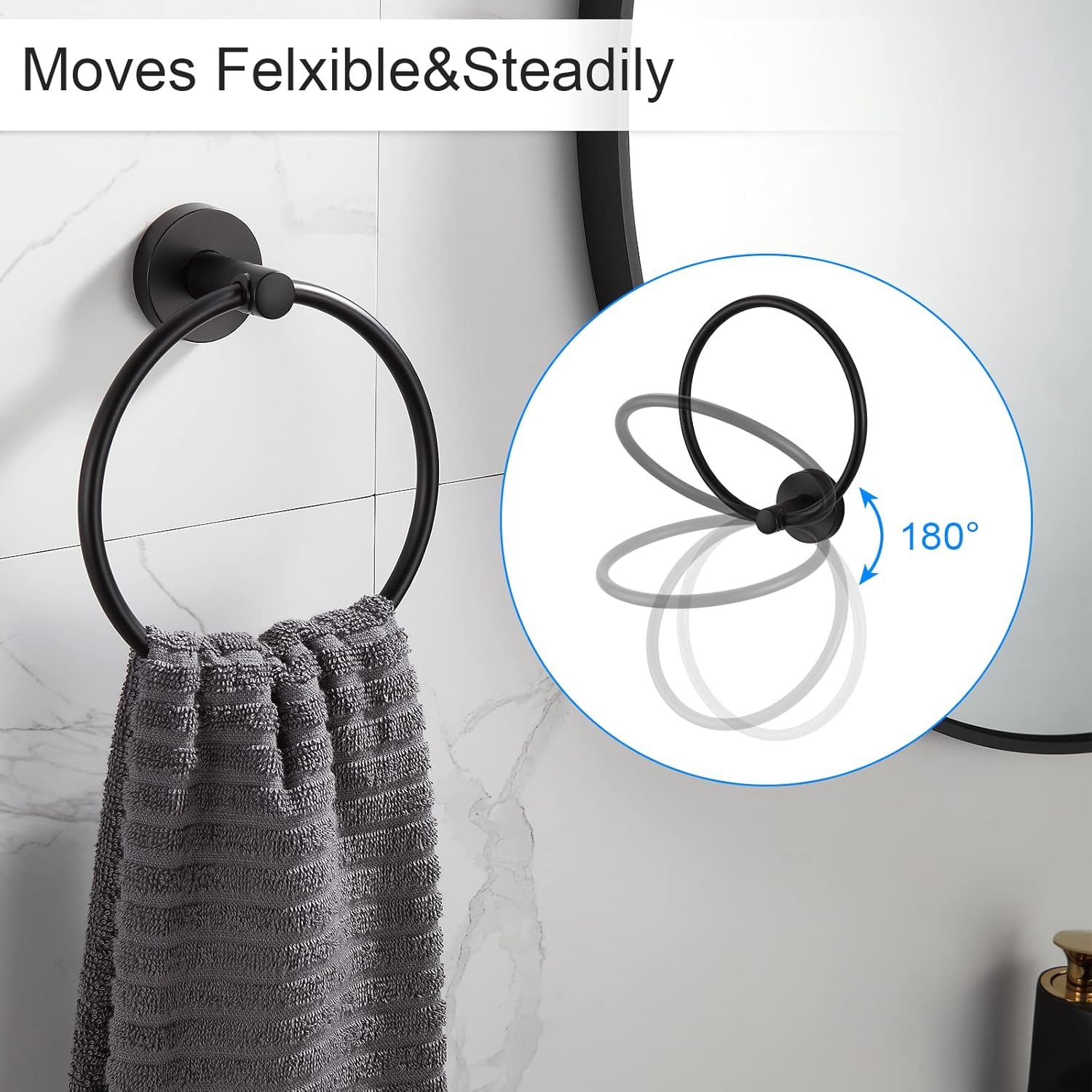 BGL Bathroom Hardware Set Black Bathroom Accessory Set Towel Bar 8 Pieces