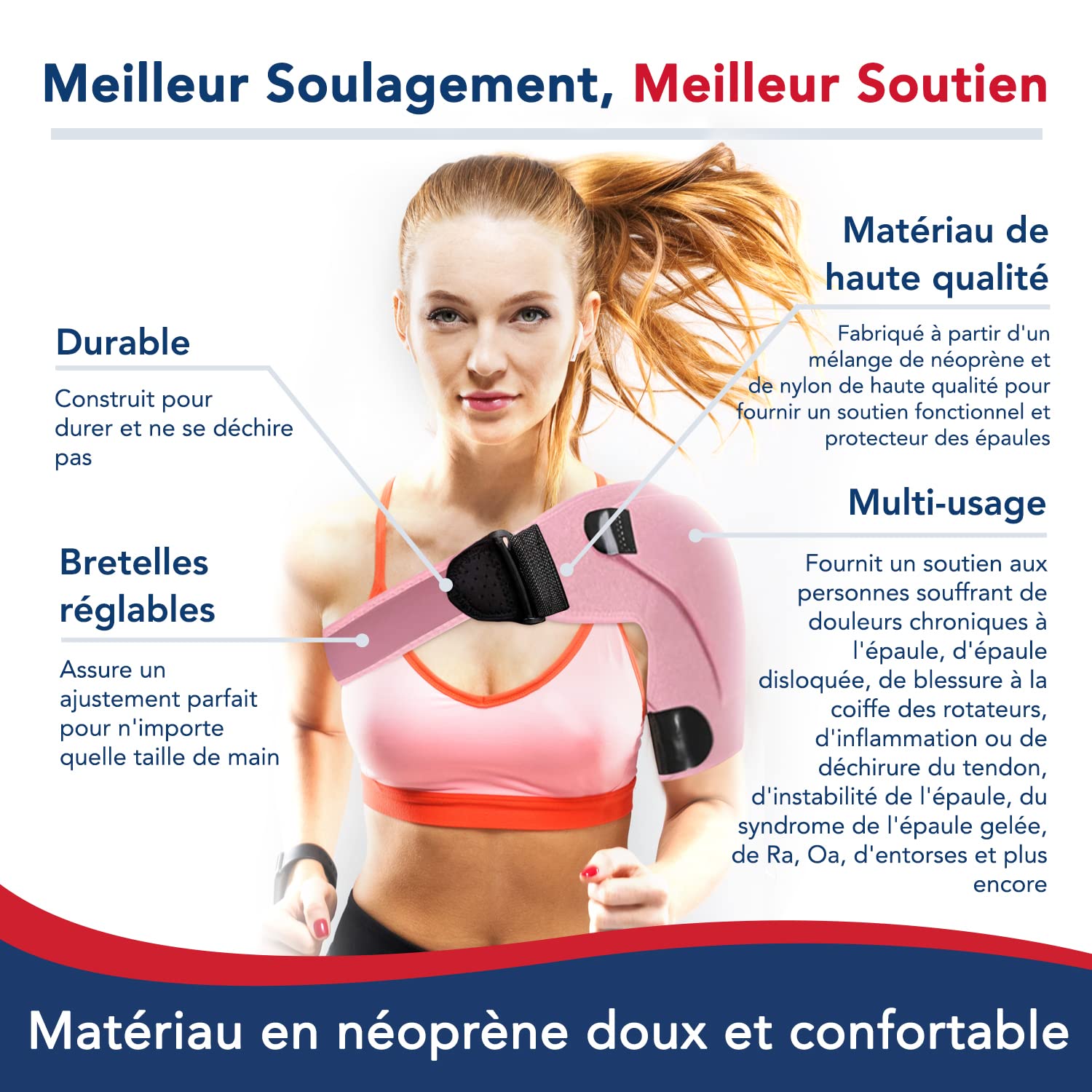 Dr. Arthritis Attelle Epaule Droite/Gauche Conçue par des Médecins, Epauliere Tendinite, Confortable et Antidérapant, Maintien Epaule, Soulage la Douleur, Blessures, Homme, Femme [À l’Unité, Rose]