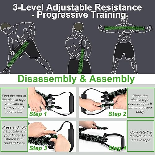 Miniatura 4 de 2025 Nuevo estirador de resistencia de 3 agujeros, banda de resistencia ajustable de 3 vías, bandas elásticas para expansor de pecho con asas,