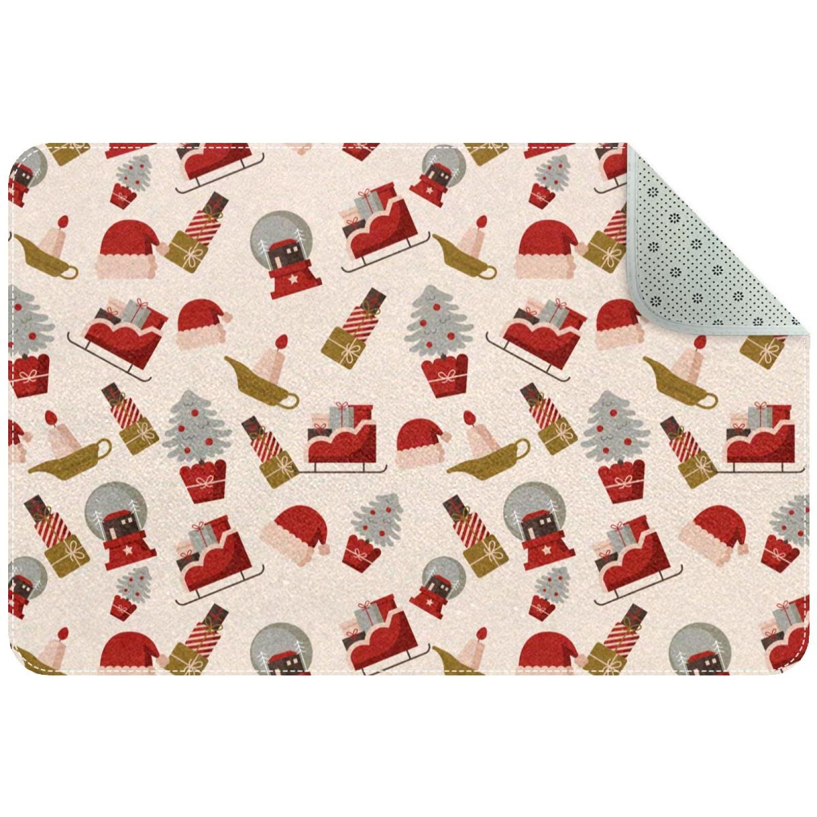 Tapis de porte rouge de Noël antidérapant résistant pour entrée et couloir
