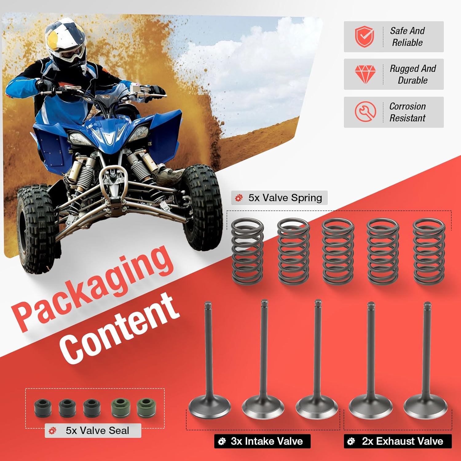 5TA-12111-00-00 Intake Exhaust Valve & Seal Spring For YAMAHA YFZ450 YFZ450R YFZ450V YFZ450SE 2004-2013 5TA-12112-00-00 5TA-12121-00-00