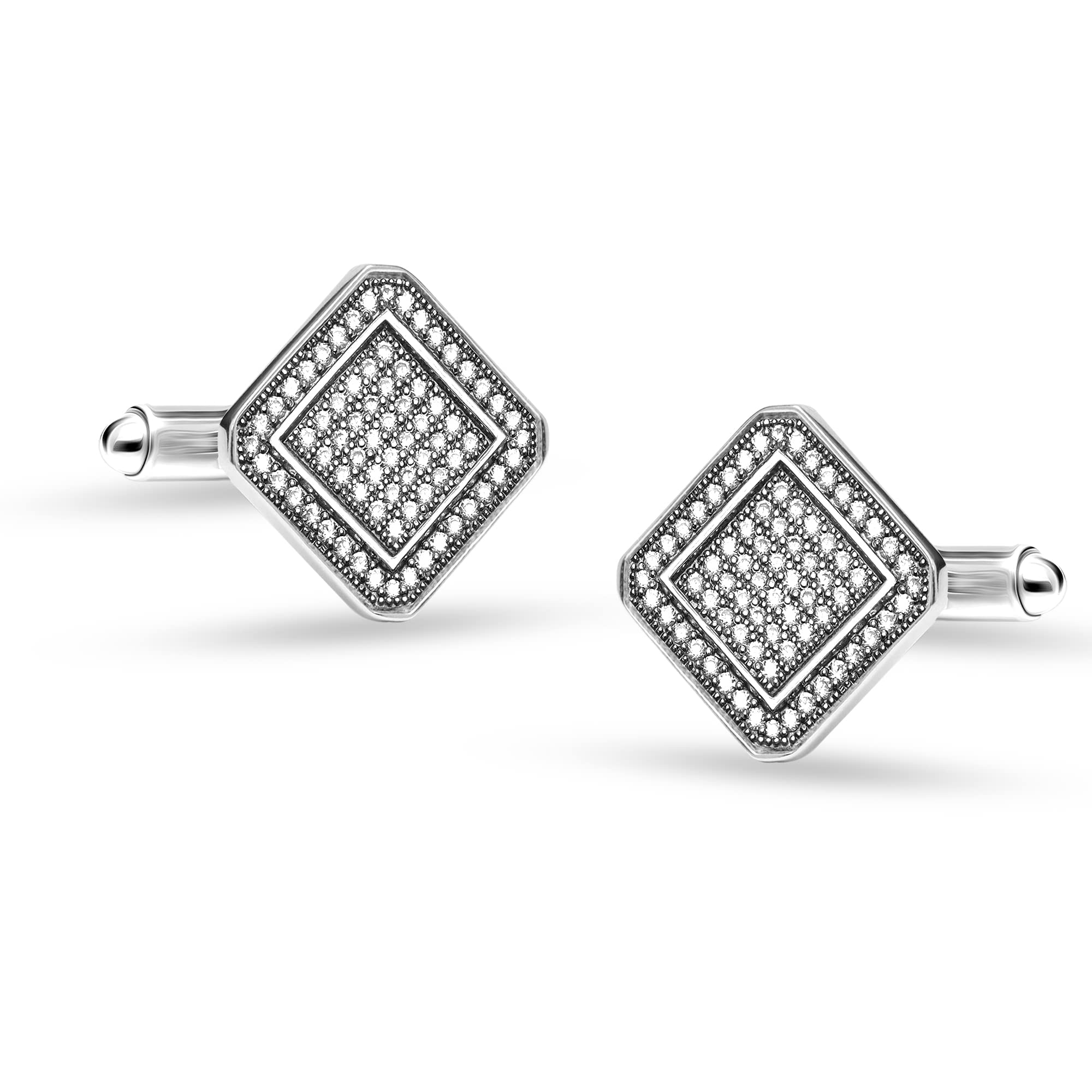 925 Sterling Silver BIS Hallmarked CZ Cufflinks for Dad Father Grand-Father-Gift for Men