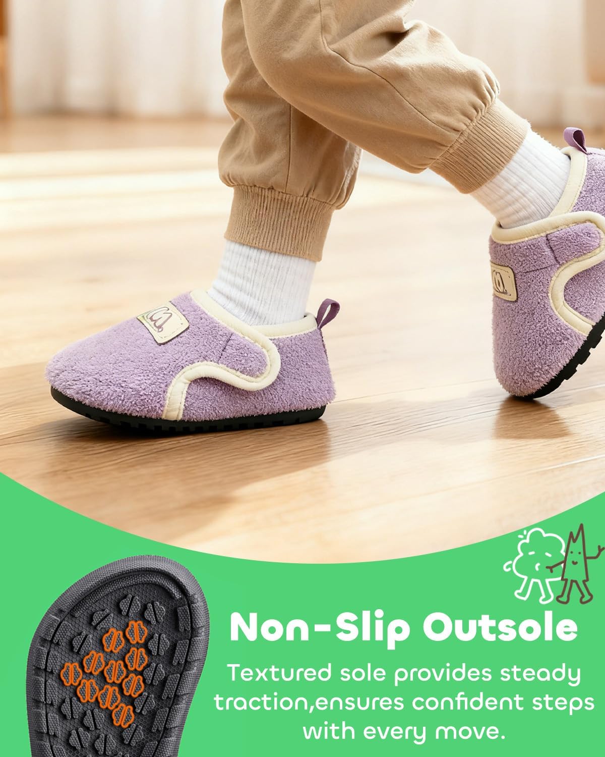 Drecage Toddler Kids Slippers for Boys and Girls, Non-Slip Kids House Shoes
