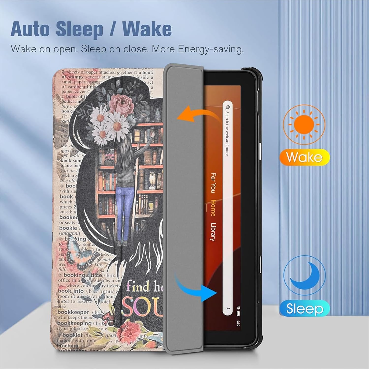 Case for All-New Amazon Kindle Fire HD 10 Tablet (13th Generation, 2023 Release) 10.1", Book Lover PU Leather Trifold Stand Cover for Fire Tablet 10 2023, Auto Wake/Sleep