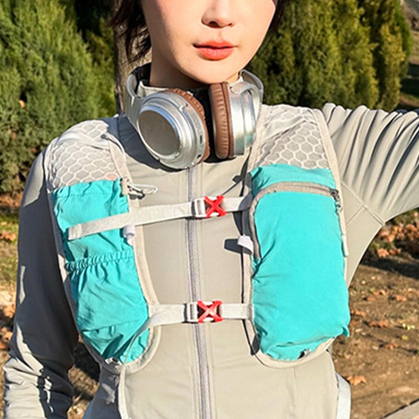 Sac à dos d'hydratation – Sac à dos réfléchissant de 40 cm, pour course à pied, réglable, respirant, avec poche d'eau de 1,5 L, pour femme, homme, équitation, camping, voyage, trekking, cyclisme