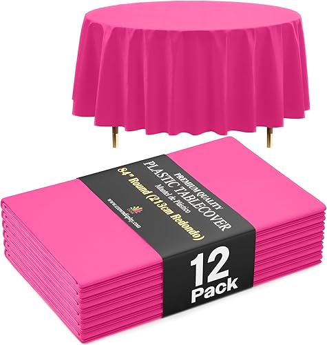 Miniatura 35 de Exquisite Mantel Redondo Premium Azul Claro 66% Más Grueso 0.5 Mil Paquete de 12 Manteles de Mesa de Plástico Desechables de 84 Pulgadas Mantel Azul