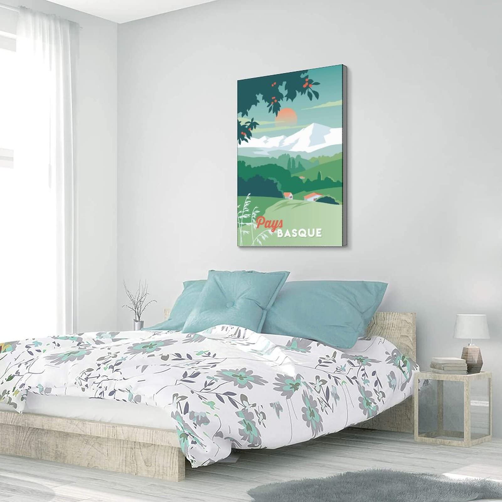 Póster decorativo de viaje de la vendimia del país vasco francés, cartel de la lona del dormitorio moderno del arte del cartel de la pintura de los carteles de la decoración de la pared