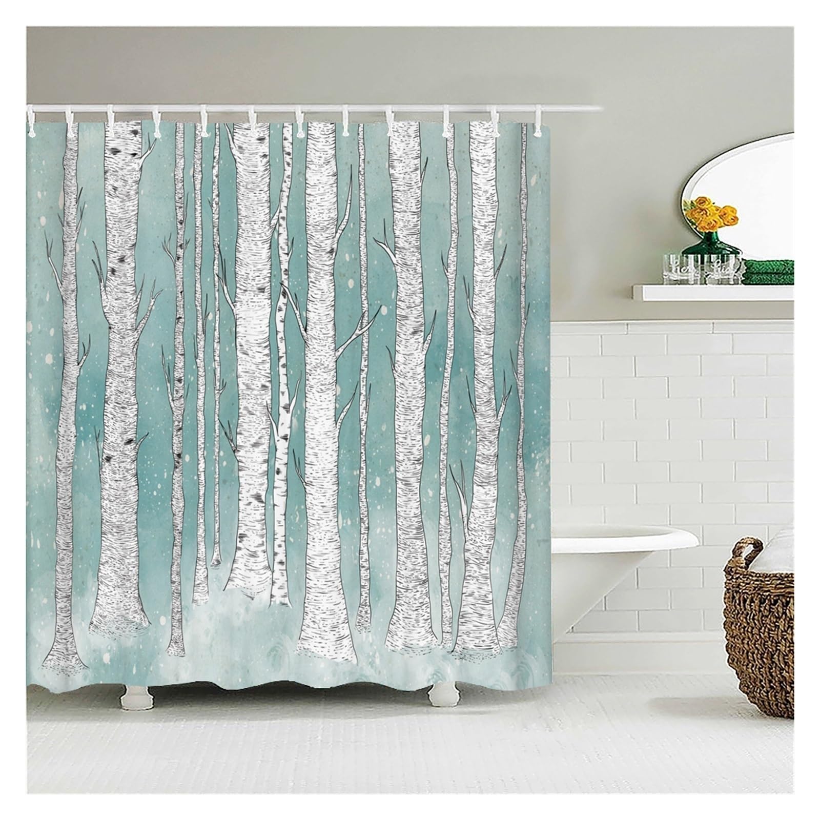 Rideau de douche imperméable fini le sol mouillé grand écran de bain en tissu JK2492