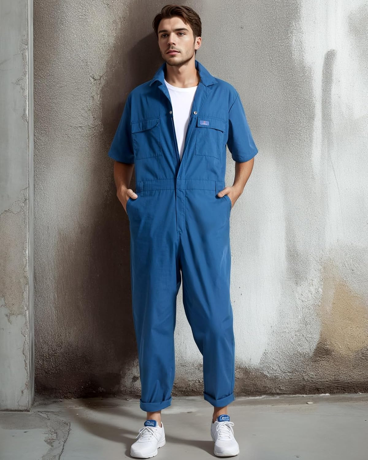 HISEA Coveralls for Men Short Sleeve, Mens Lightweight Mechanic Work Jumpsuit with Pockets, Stain & Wrinkle Resistant - Image 5