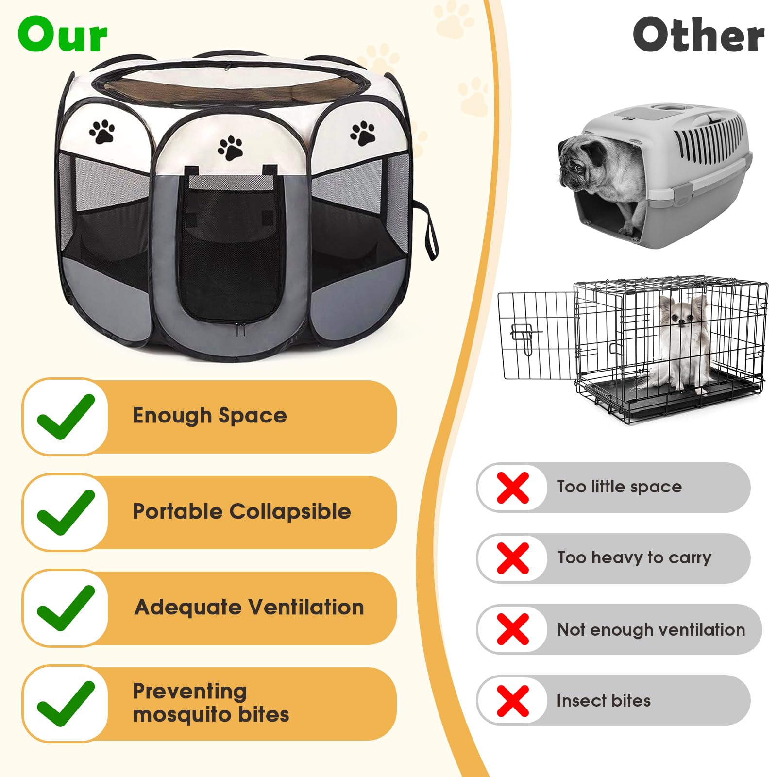 Welpenauslauf Faltbare Hundebox für Zuhause Welpenlaufstall 74x74x43cm Katzengehege für Drinnen Outdoor Hundekäfig Hundezelt Freilaufgehege Kaninchen Laufstall Katze Hund Katzen Zelt Kleintiergehege