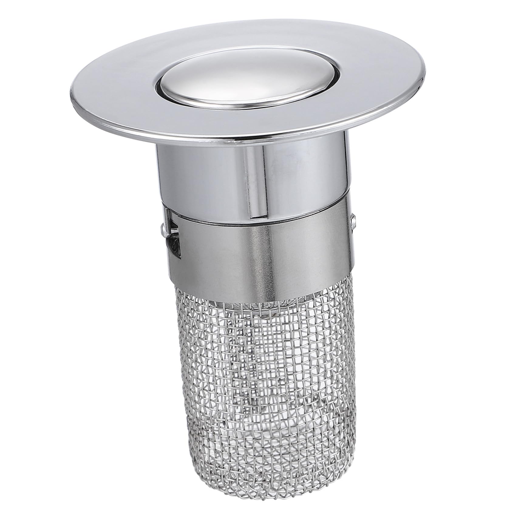 Tapón de Drenaje Tipo Empuje para Lavabo con Filtro Antidesbordamiento y Núcleo Rebote Resistente Abs y Acero Inoxidable Repuesto Fácil Instalar para Baño y Cocina