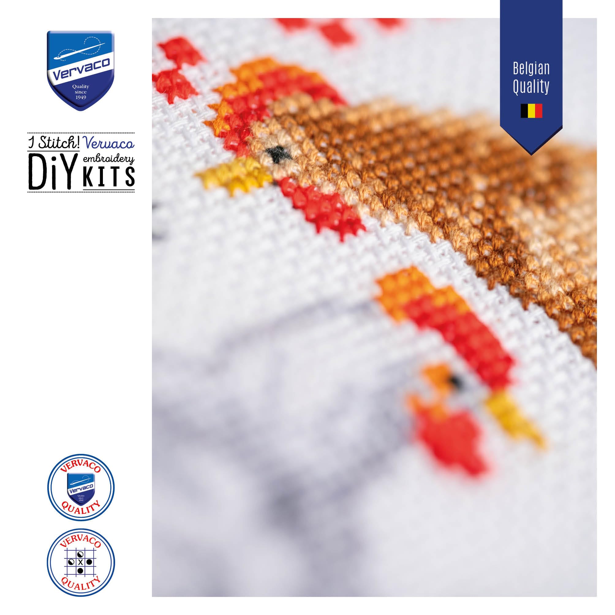 Kit Point De Croix Compté VERVACO – Poulets – 40 X 14 Cm – Loisir Créatif Complet Pour Déco Maison DIY