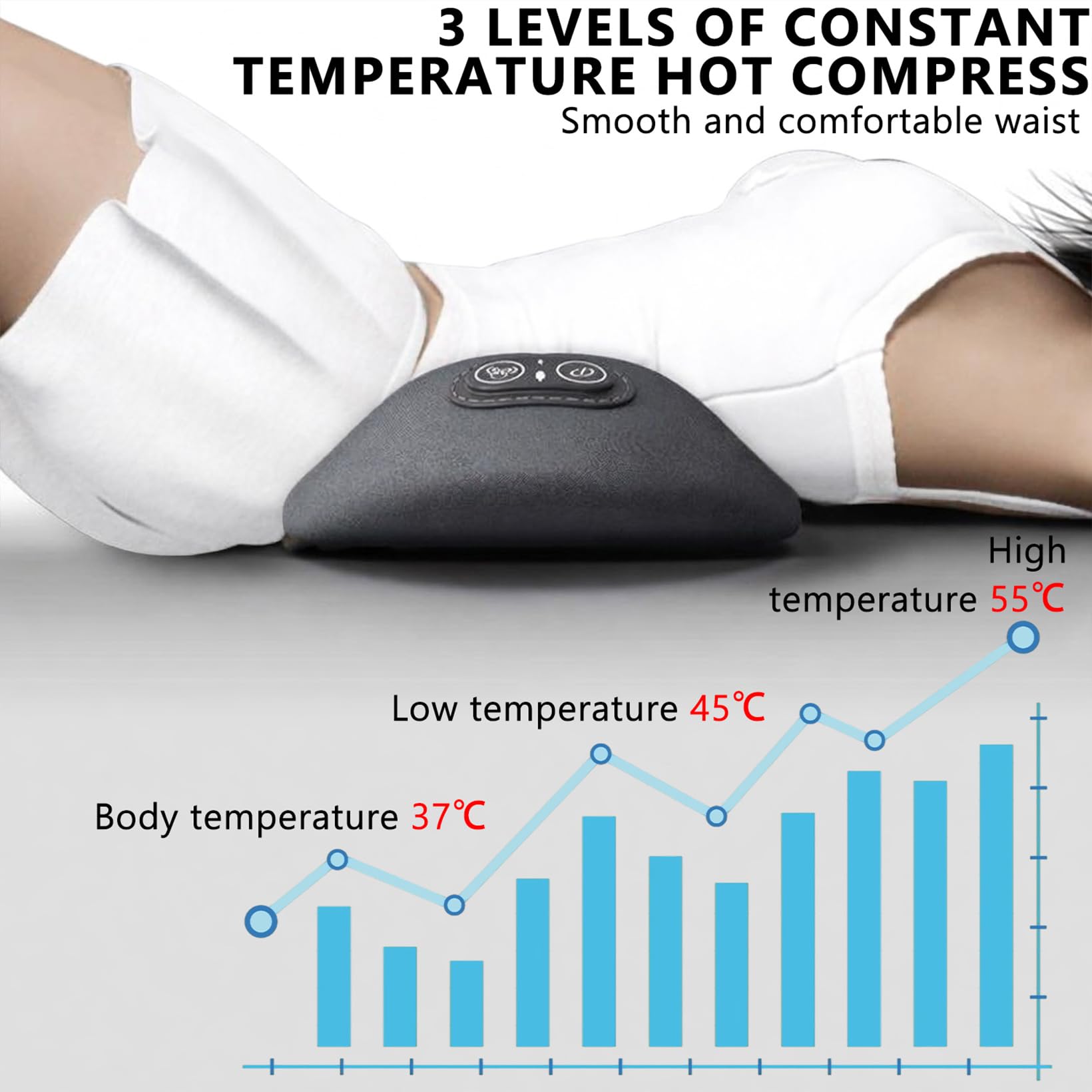 3 in 1 rückenmassagegerät, Electric Lendenwirbel Massagegerät mit Traction, Vibration Und Heat, Verstellbares Lendenwirbel-Traktionsgerät Mit intelligentem Steuerschalter, für Unteren Rücken, Nacken