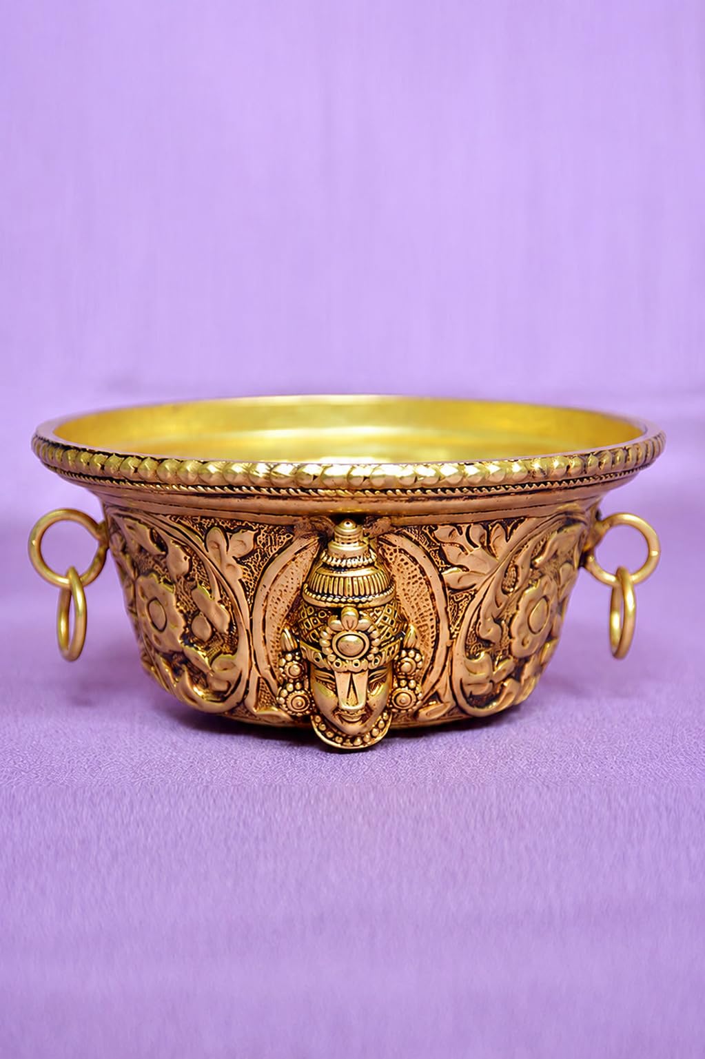 Pure Brass Shree Balaji & Maa Lakshmi Embossed Pooja Bawl | Tirupati Lord Venkateswara Divine Panchpatra | Premium Temple Brass Bawl-image-36