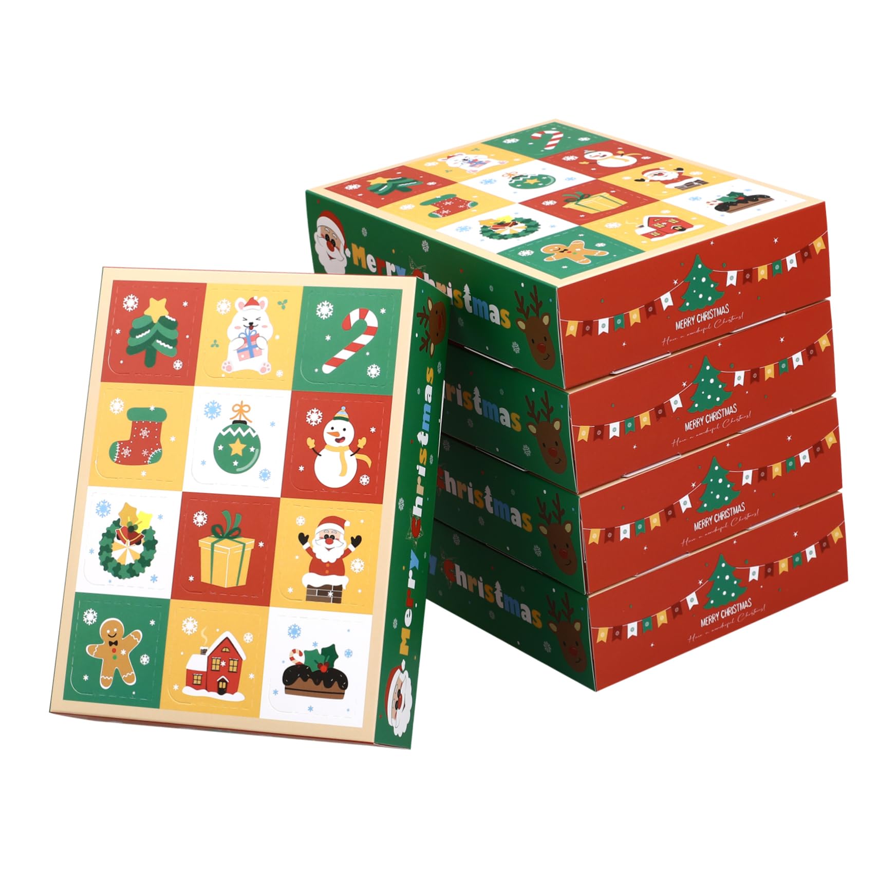 Zerodeko 2 Series Caja De Navideña Compartimentos De Caja Vacía Para Dulces Y Pasteles Ligera Y Para Fiestas Y Celebraciones 10 Piezas*2