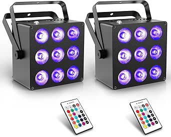 Rechargeable Stage Par Lights: 20H Single-Color & 6IN1 RGBWA+UV LED, Remote & DMX, 2 Pack