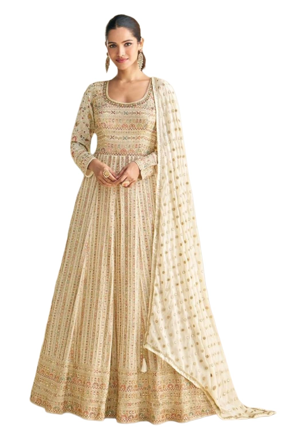 Indian Premium Georgette Fabric Heavy Look Emboridery Work Anarkali Suit 16693