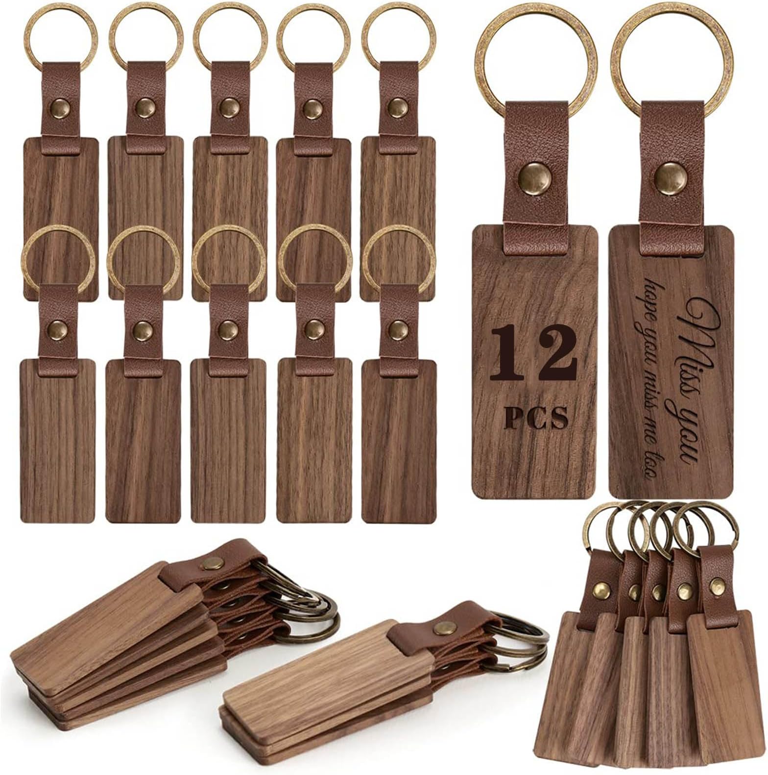 60 PièCes SéRies Porte-CléS En Bois Rond Vierge Bricolage Peuvent Graver Des Cadeaux De 88197774