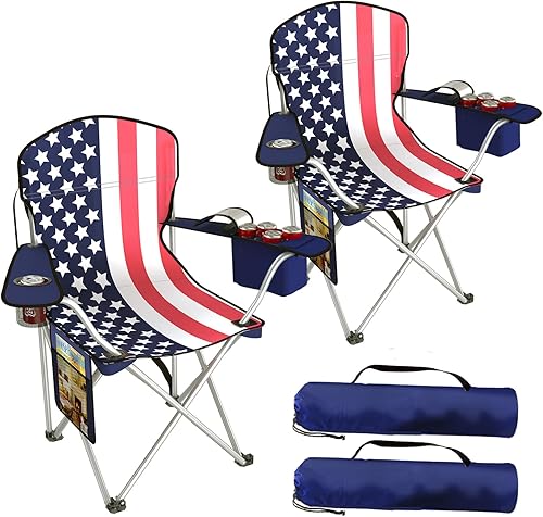 Miniatura 14 de Sillas plegables de camping Oxford 600D, silla portátil para exteriores con bolsa refrigeradora, portavasos y bolsillo de almacenamiento para Rojo