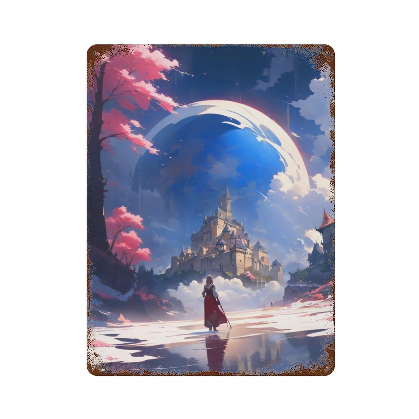 Castle Fantasy Decorative Tin Sign 15.7"x11.8", for Bistro, Counter And Cafe Decor, Retro Wall Decor