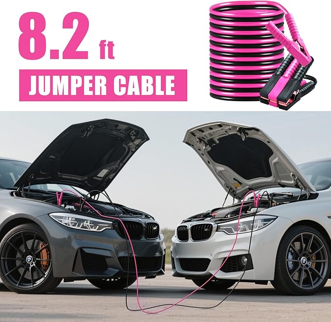 Kit de emergencia para carretera, 91 piezas, rosa, con cables de puente miniatura 4
