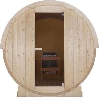 SANOTECHNIK Außensauna NYBORG M für 4 Personen Fichte Naturbelassen 204,9 x 194,2 x 194,9 cm elektrischer Saunaofen 6,0 kW