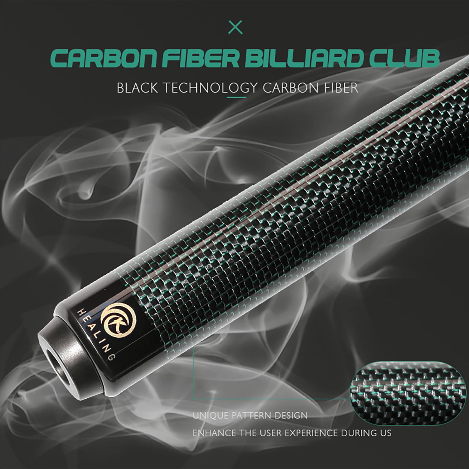 Stecca Da Biliardo In Fibra Di Carbonio 58" - 1/2, Connettore 3 Denti, Punta 12,4 Mm, Peso 540-567g, Con Custodia