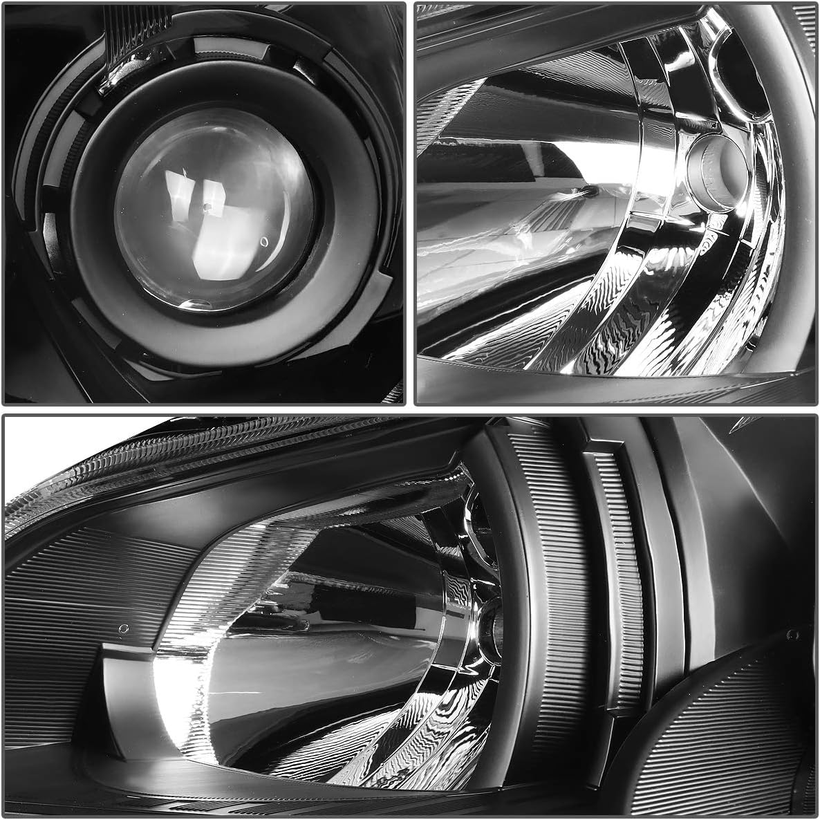 Auto Dynasty Headlights Assembly Compatible with 2010-2014 Outback Legacy, Driver and Passenger Side Halogen Headlamps Replacement w/LED Corner Marker, Projector Low Beam, Black Housing Clear Corner