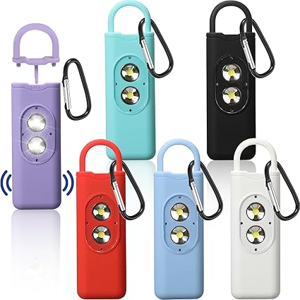 VIHOSE 6 Pack Personal Safety Alarm with Strobe LED Light Security Loud Safe Sound Personal Alarm for Women Protection Safety Alarm Keychain Pocket Self Defense Siren Device for Kids Elderly Emergency