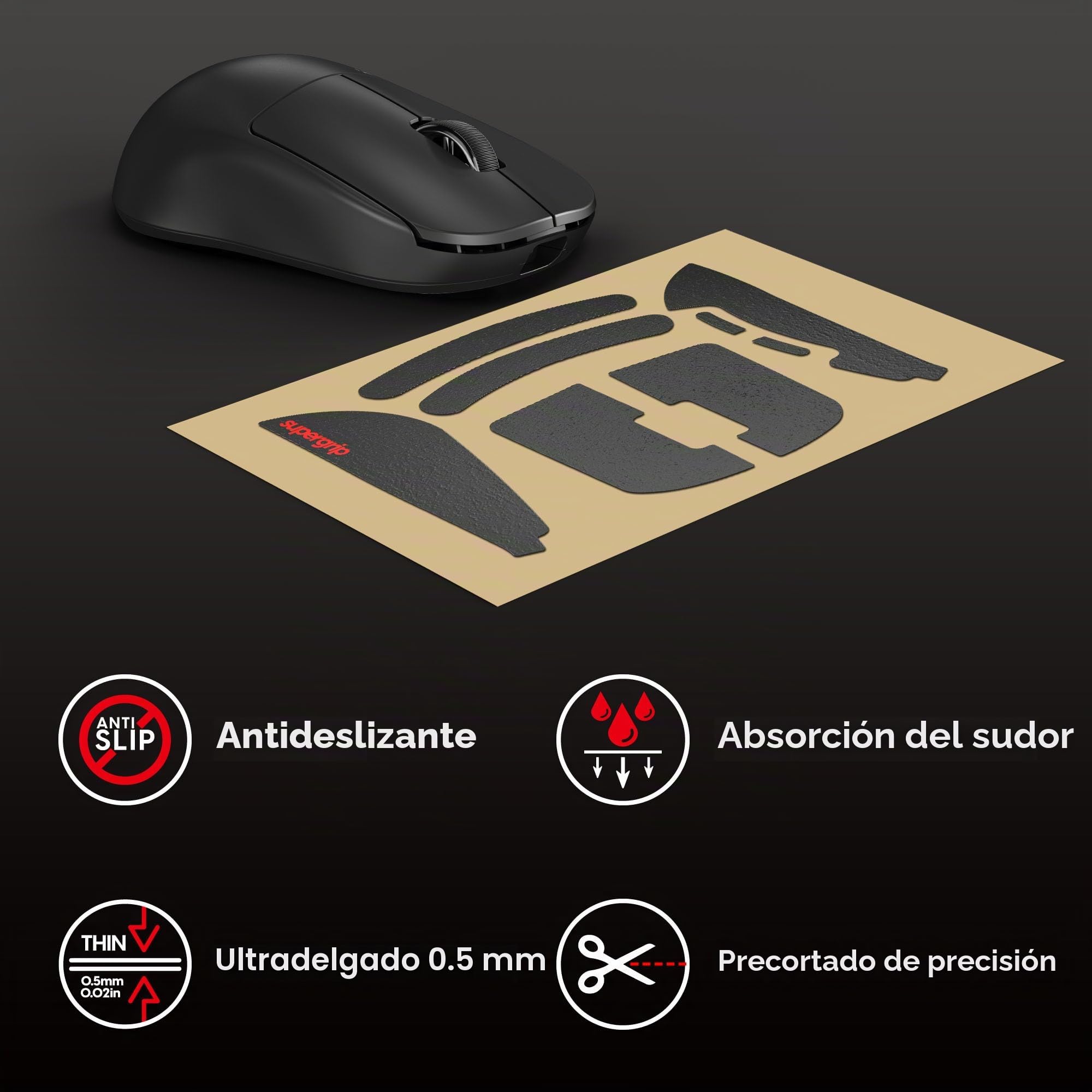 Pulsar Gaming Gears Supergrip para X2H, Mini | Absorbe el sudor, grip antideslizante de alto rendimiento, adhesivo 3M, sin residuos, ultrafino