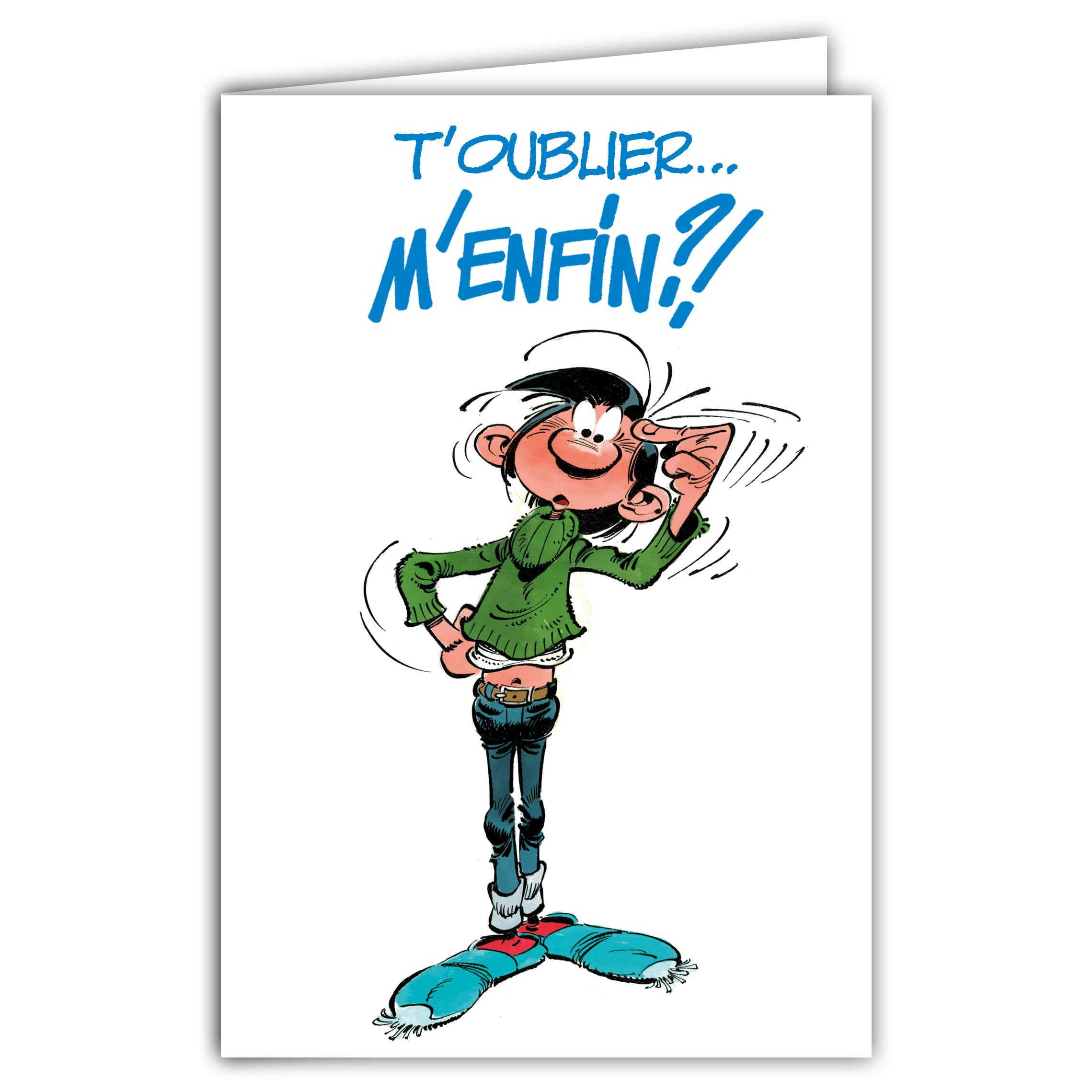 Gaston Lagaffe Geburtstagskarte – Motiv 'Ein Jahr älter Katze Hängematte', Humorvolle Doppelkarte Mit Illustriertem Umschlag