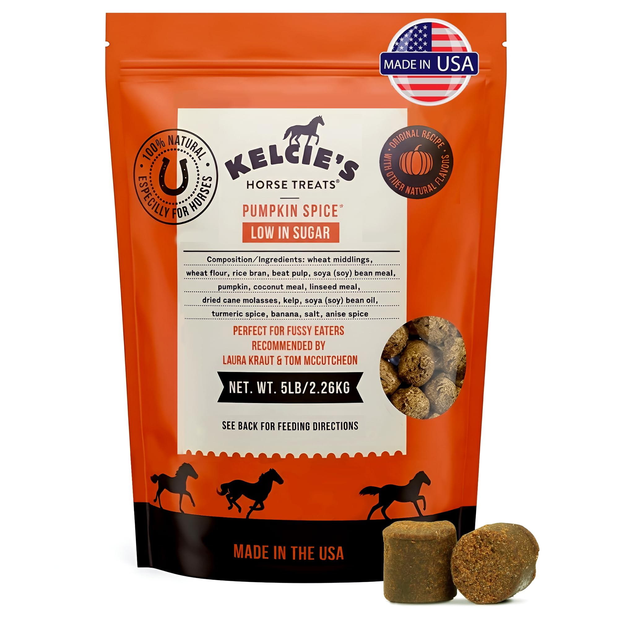 Kelcies Pumpkin Spice Horses Treats - Low Sugar, Starch, and Carbohydrates | Healthy Treats for Horse Supports Superior Digestion 5 Pound (1 Pack)