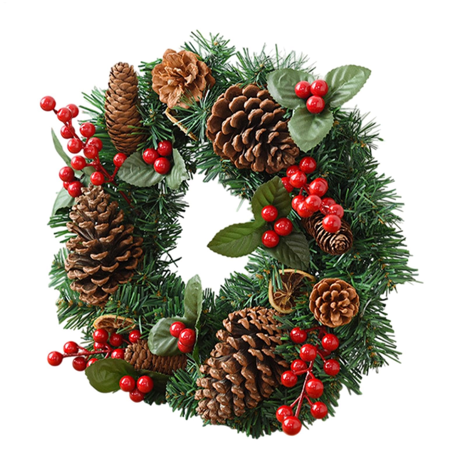 Couronne de Noël pour l'extérieur rustique rouge artificielle pour porte d'entrée