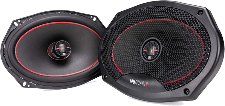 MB Quart RK1-169 Reference Car Speakers Black, Pair 6x9 Inch Coaxial Speaker System, 200 Watt, 2-Way Car Audio, 4 OHMS Grills Included