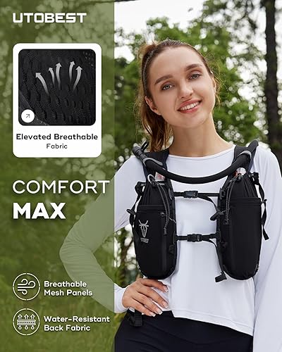 Miniatura 7 de Chaleco de hidratación mejorado para correr, 10 L, mochila para correr para mujeres y hombres, almacenamiento multifuncional, chaleco de agua