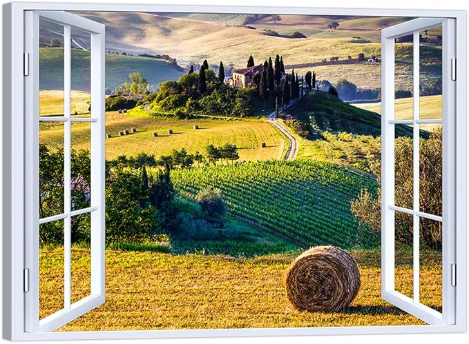 Quadro Finestra golfo di napoli vesuvio 100x75 cm Stampa su Tela con T – deluxart